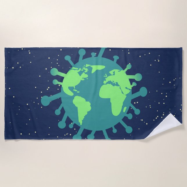 Toalla De Playa Pandemia global (partícula viral) (infección viral (Anverso)