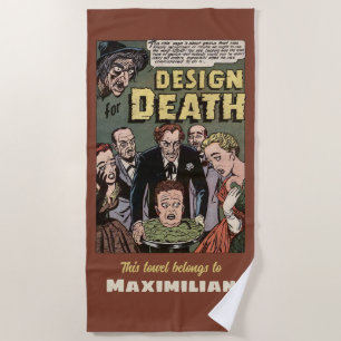 Toalla De Playa Panel de diseño de historietas de terror de época 