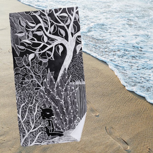 Toalla De Playa Pantera negra en la jungla - dibujo a lápiz (Subido por el creador)