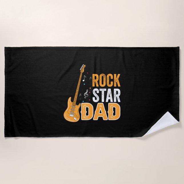 Toalla De Playa Papá Regalos | Rock Star Dad (Anverso)