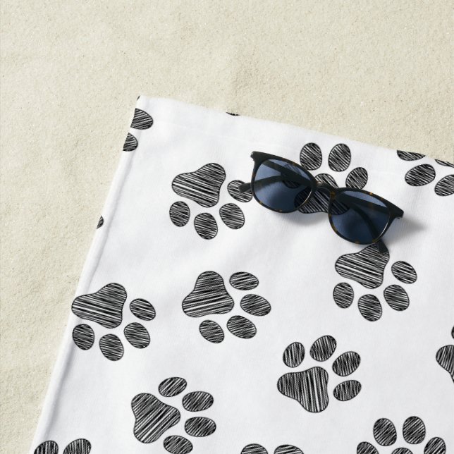 Toalla De Playa Papas de perro, garras de perro, patas negras (In situ)
