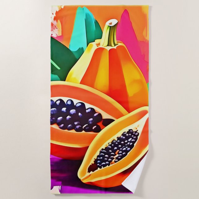 Toalla De Playa Papaya en rodajas (Anverso)