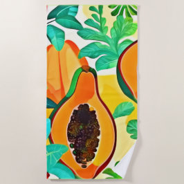 Toalla De Playa Papaya tropical pop Art