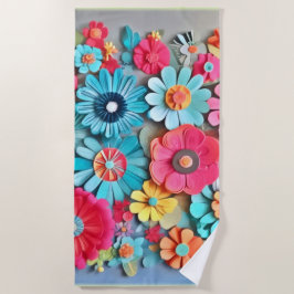 Toalla De Playa Papel colorido Arte floral
