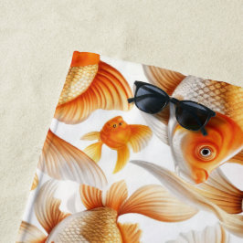 Toalla De Playa Papel de fondo y cortina de patrón de pez dorado