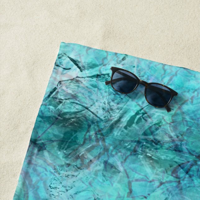 Toalla De Playa Papel de neón azul crudo (In situ)