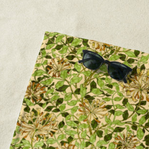 Toalla De Playa Papel pintado floral de madreselva verde de Willia