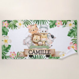 Toalla de playa para niños con Safari de la Selva