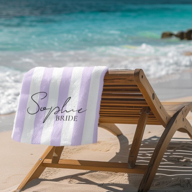 Toalla de playa para novia personalizada | Rayas d (Subido por el creador)