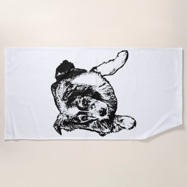Toalla de playa para perro Aussie – Diseño tranqui (Anverso)