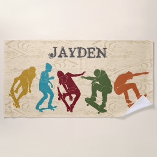 Toalla De Playa Para Skateboarders Skateboarding Graphics Collage