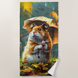 Toalla De Playa Paraguas de Hamster y Leaf