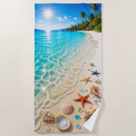 Toalla de Playa Paraíso de Conchas y Estrellas de 