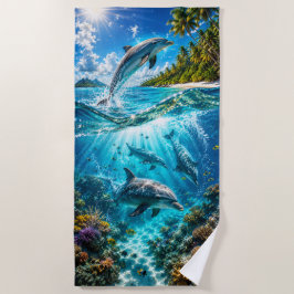 Toalla de playa paraíso de delfines