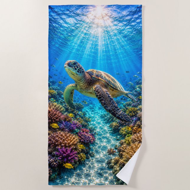 Toalla de Playa Paraíso de Tortugas Marinas (Anverso)