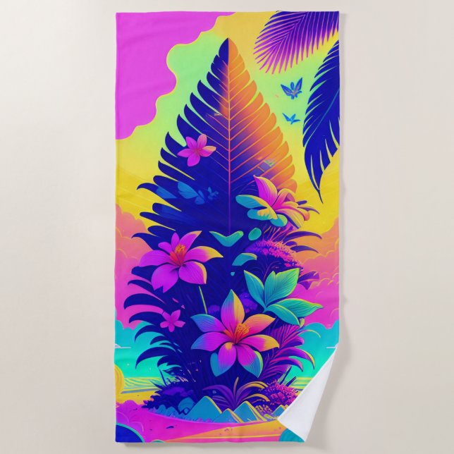 Toalla De Playa Paraíso tropical floral (Anverso)