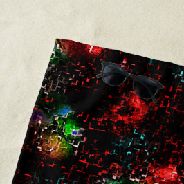 Toalla De Playa Parches de color ostentosos bajo mosaico oscuro y