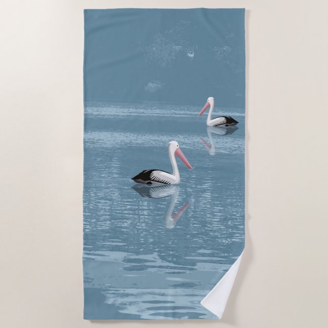 Toalla De Playa Pareja pelícola remando en agua azul calmada (Anverso)