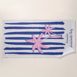 Toalla De Playa Pareja rosa de palmas en la fiesta de la soltera d