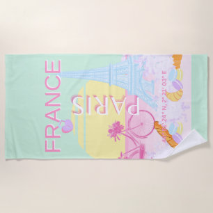 Toalla De Playa París, Francia, Viajes, Preppy, Pastel, Verde