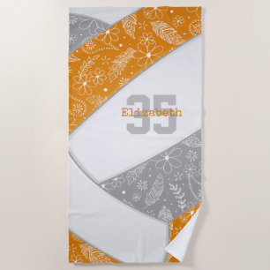 Toalla De Playa parroquia floral paisley doodle naranja voleibol g
