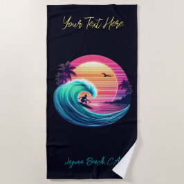 Toalla De Playa Pasear por la ola al atardecer