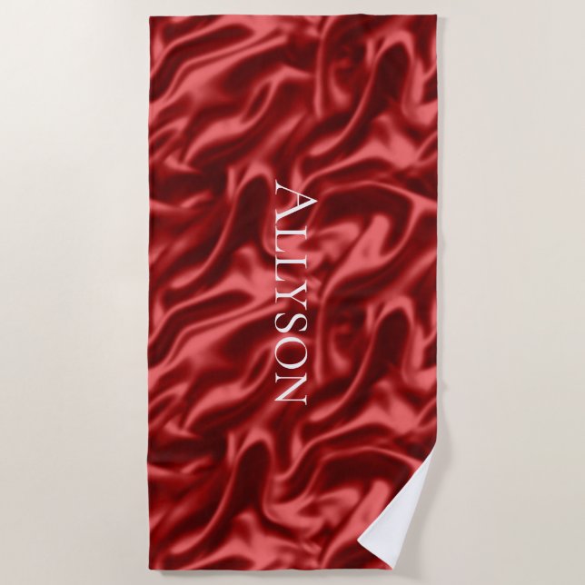 Toalla De Playa Passion Red Romantic Faux Satin (Anverso)