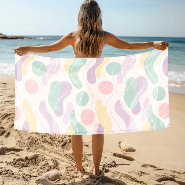 Toalla De Playa Pastel Abstract Seamless Pattern Waves and Circles (Subido por el creador)
