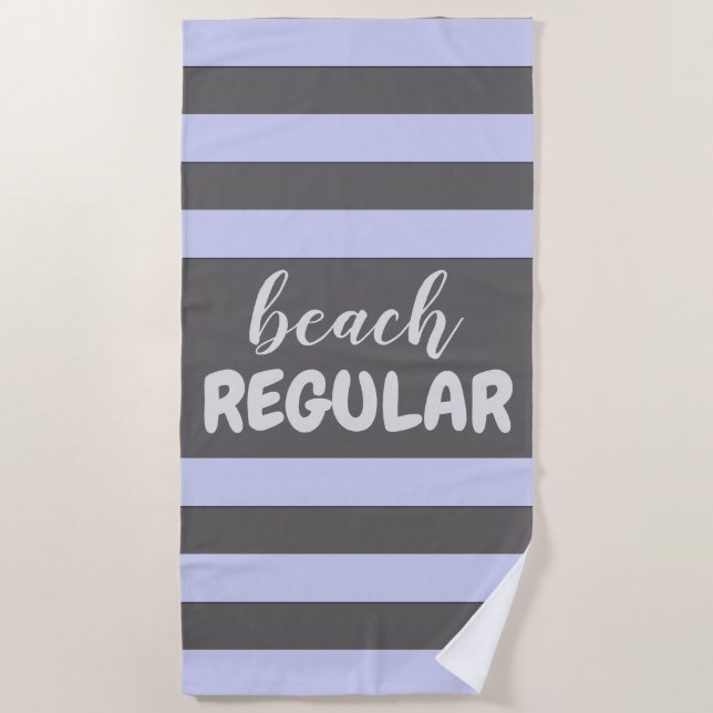 Toalla De Playa Pastel Blue Stripes Personalizado Text Beach REGUL (Anverso)