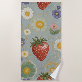Toalla De Playa Pastel Floral y Berry Delight