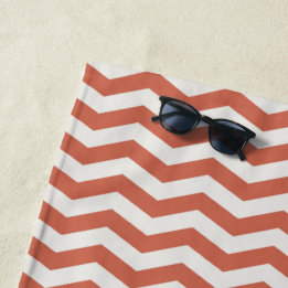 Toalla De Playa Pastel naranja zig zag raya geométrico