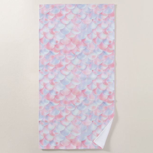 TOALLA DE PLAYA PASTEL PINK BLUE MERMAID BEACH TOWEL (Anverso)
