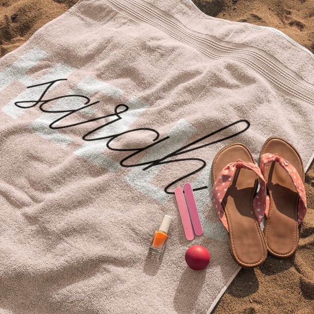 Toalla De Playa Pastel Pink Hello Y You Name Moderno (Subido por el creador)