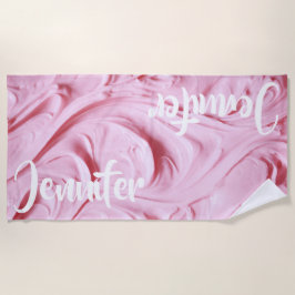 Toalla De Playa Pastel rosa Frotado Personalizado