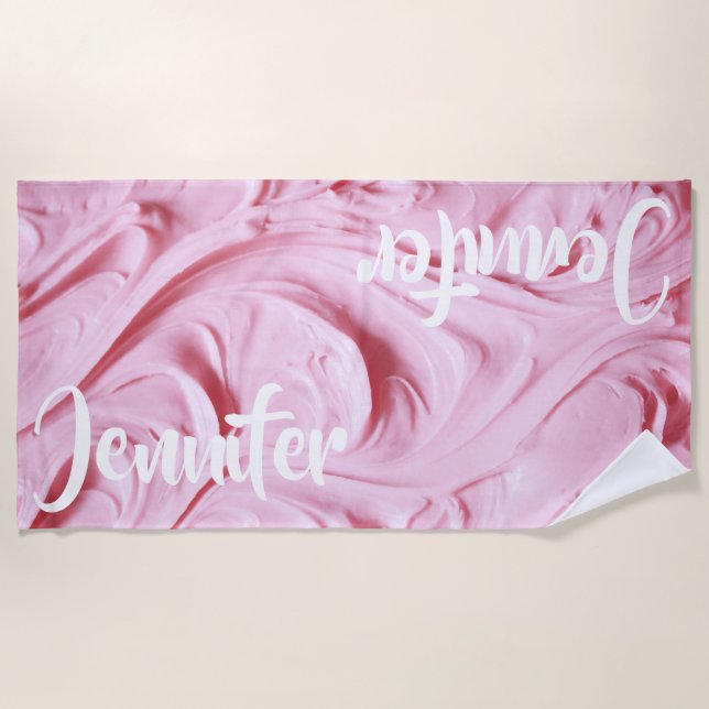 Toalla De Playa Pastel rosa Frotado Personalizado (Anverso)