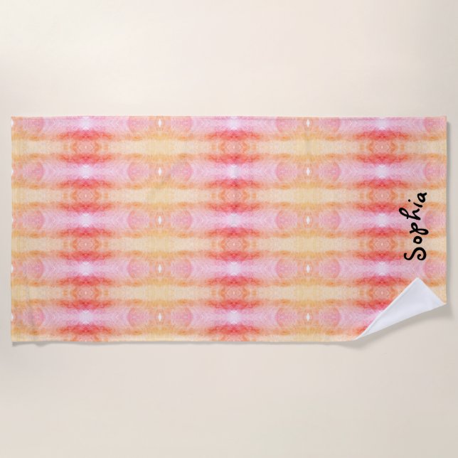 Toalla De Playa Pastel rosa y amarillo de niño (Anverso)