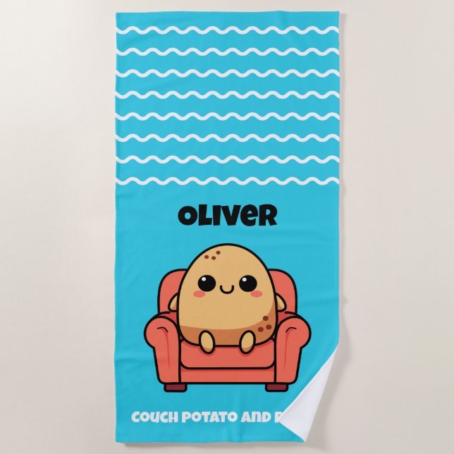 Toalla De Playa Patata De Sofá Y Orgulloso (Anverso)