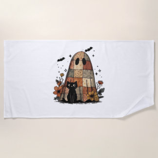 Toalla De Playa Patchwork Halloween Ghost black cat Essential T-Sh