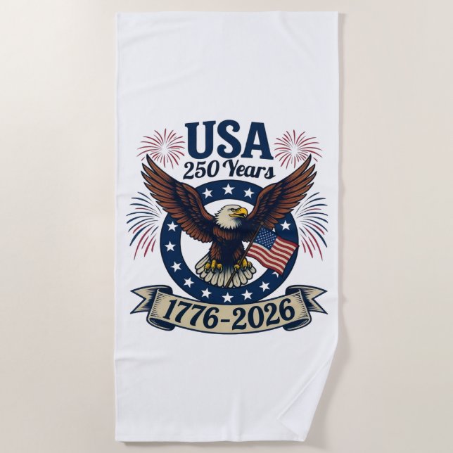 Toalla De Playa Patriotic American Eagle 250 Years 1776-2026 (Anverso)