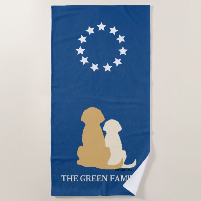 Toalla De Playa Patriotic Americana Golden Retriever (Anverso)