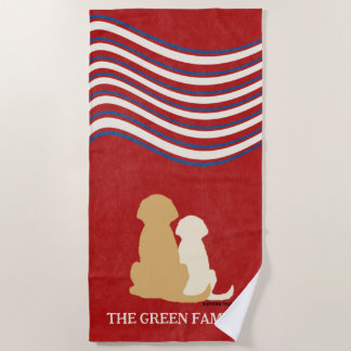 Toalla De Playa Patriotic Americana Golden Retriever Beach Towel