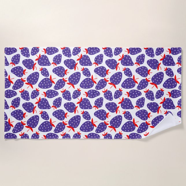 Toalla De Playa Patriotic Plaid Strawberry (Anverso)