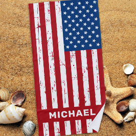 Toalla De Playa Patriótico personalizado de la bandera estadounide