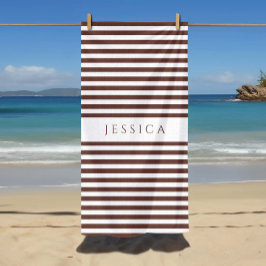 Toalla De Playa Patrón a rayas marrón moderno personalizado