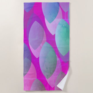 Toalla De Playa Patrón abstracto moderno | Magenta Púrpura Rosa Ve