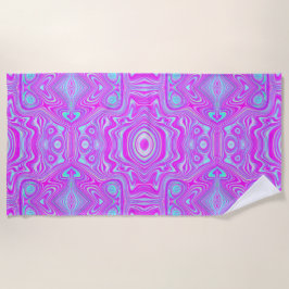 Toalla De Playa Patrón abstracto rosa caliente y azul aqua alucina