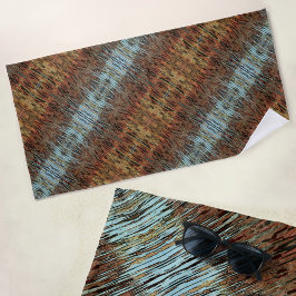 Toalla De Playa Patrón abstracto salvaje Aqua Brown y Naranja