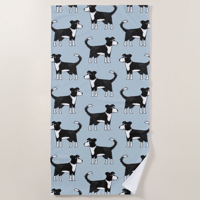 Toalla De Playa Patrón Adorable de Perro de Oveja Collie Border We (Anverso)
