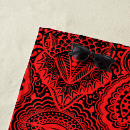 Toalla De Playa Patrón azteca rojo