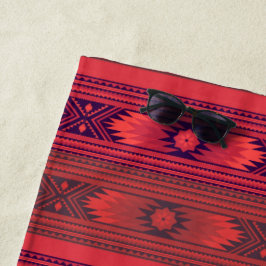 Toalla De Playa Patrón azteca rojo